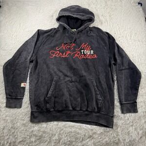 Stevenson Ranch Not My First Rodeo Tour Hoodie Men XL Black Relaxed Western 2022